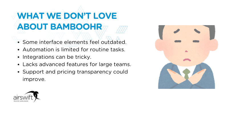 WHAT WE DON’T LOVE ABOUT BAMBOOHR WHAT WE DON’T LOVE ABOUT BAMBOOHR
